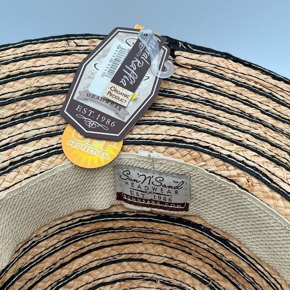 Sun and Sand Tan and Black Wide-Brimmed Hat with Floppy Design - Picture 6 of 6